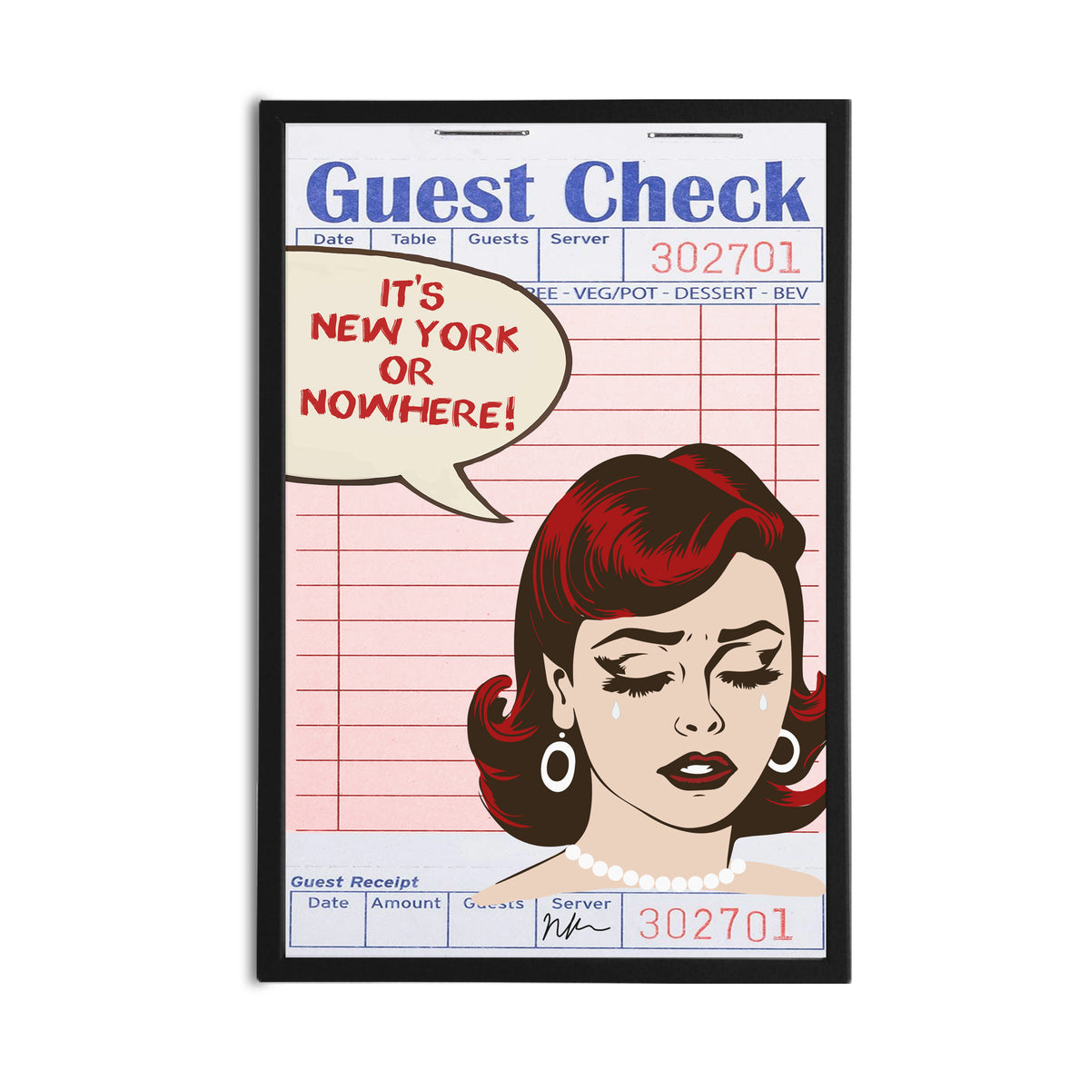 NikkiRaye Collection "NY OR NOWHERE" Guest Check on TilePix Wood 12x18