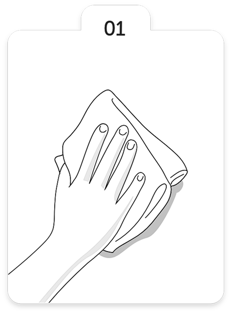 <p><strong>Wash wall </strong>with warm water and <strong>dry completely.</strong></p>